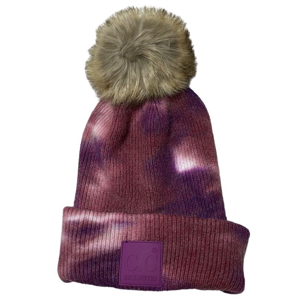C.C Exclusive Women Tie Dye Pom Pom Beanie Hat.